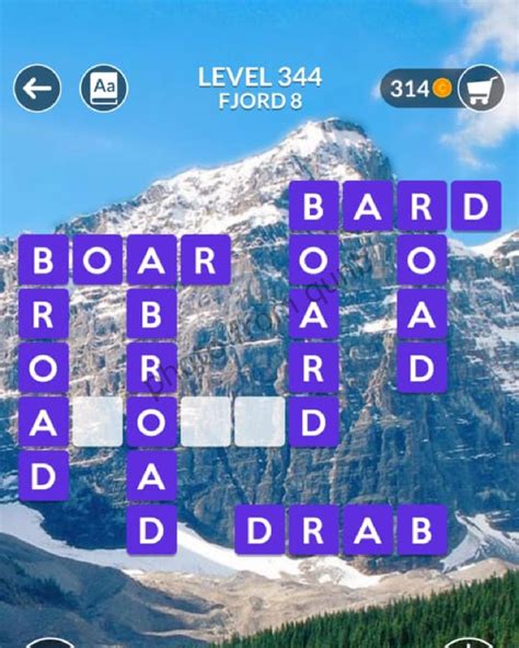 wordscapes puzzle 341|Wordscapes Level 344, Fjord 8.